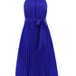 Pleated Spaghetti Strap Tie Waist Midi Dress