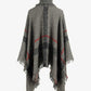 Plaid Turtleneck Raw Hem Poncho