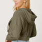 Joelynn Waffle-Knit Drawstring Zip Up Hoodie