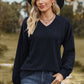 Textured V-Neck Dropped Shoulder T-Shirt