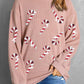 Christmas Themed Sequin Candy Cane Round Neck Sweatshirt