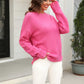 Malibu Dreams Hannah&Mea Round Neck Ribbed Long Sleeve Sweater