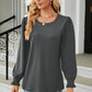 Round Neck Smocked Flounce Sleeve Blouse