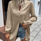 Notched Neck Balloon Sleeve Shirt
