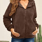 Drawstring Zip Up Hooded Plush Jacket