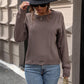 CozyWonders Cutout Round Neck Long Sleeve Sweater