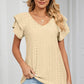Eyelet V-Neck Short Sleeve T-Shirt