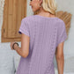 Eyelet Round Neck Rolled Short Sleeve T-Shirt