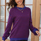 Striped Round Neck Dropped Shoulder Sweater