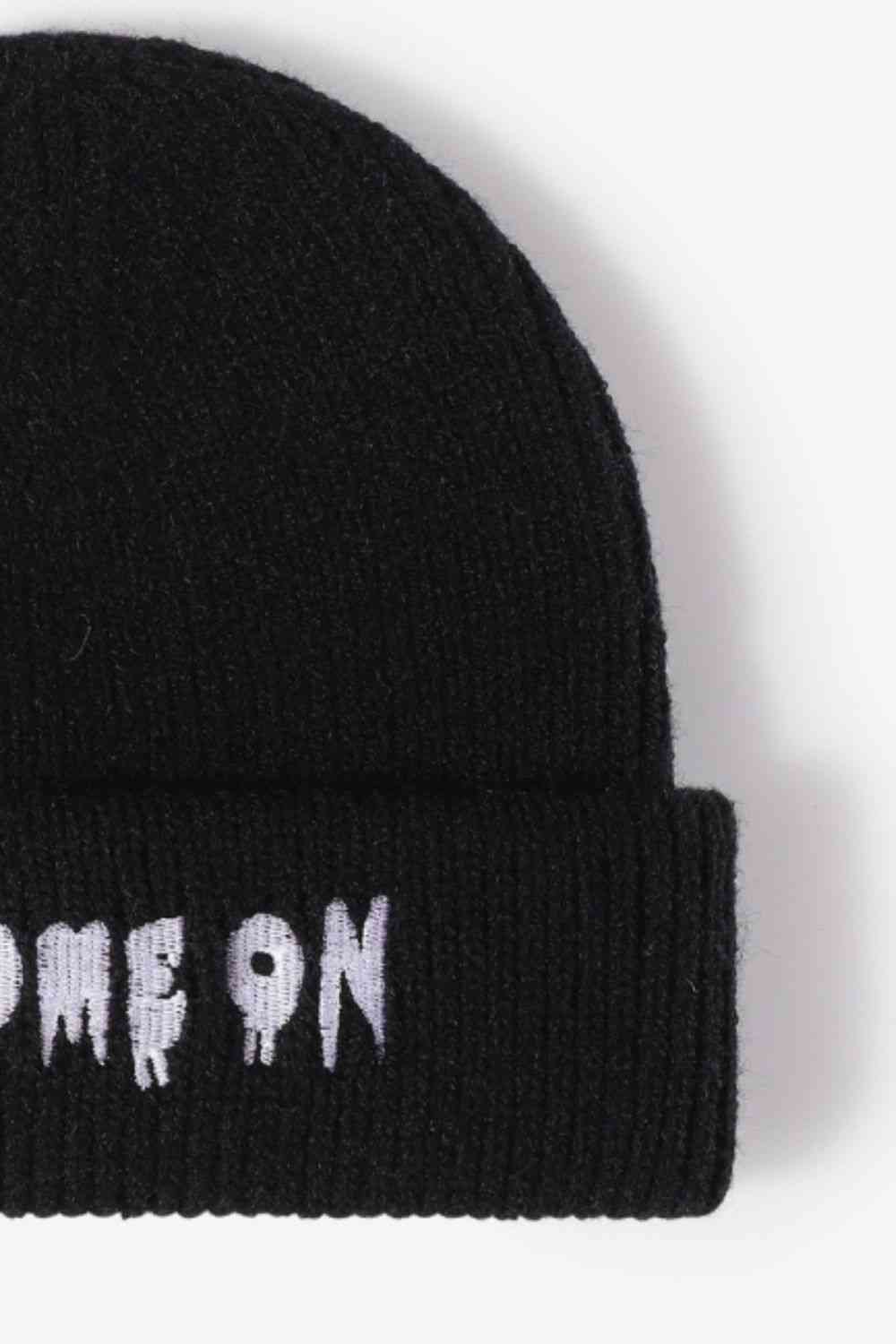 BeanieHatz COME ON Embroidered Cuff Knit Beanie