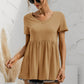 V-Neck Short Sleeve Babydoll Top