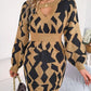 Hannah Contrast Round Neck Cutout Long Sleeve Mini Sweater Dress