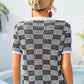 Women's Checkered Short Sleeve Knit Top