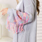 Woven Right Fringe Sleeve Dropped Shoulder Cardigan