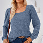 Ribbed Square Neck Long Sleeve T-Shirt