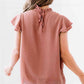 Polka Dot Smocked Flutter Sleeve Blouse