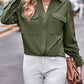 Pocketed Button Up Dropped Shoulder Shacket