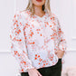 Women's Plus Size Floral Tie Neck High-Low Blouse