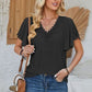 Eyelet Applique V-Neck Cap Sleeve T-Shirt