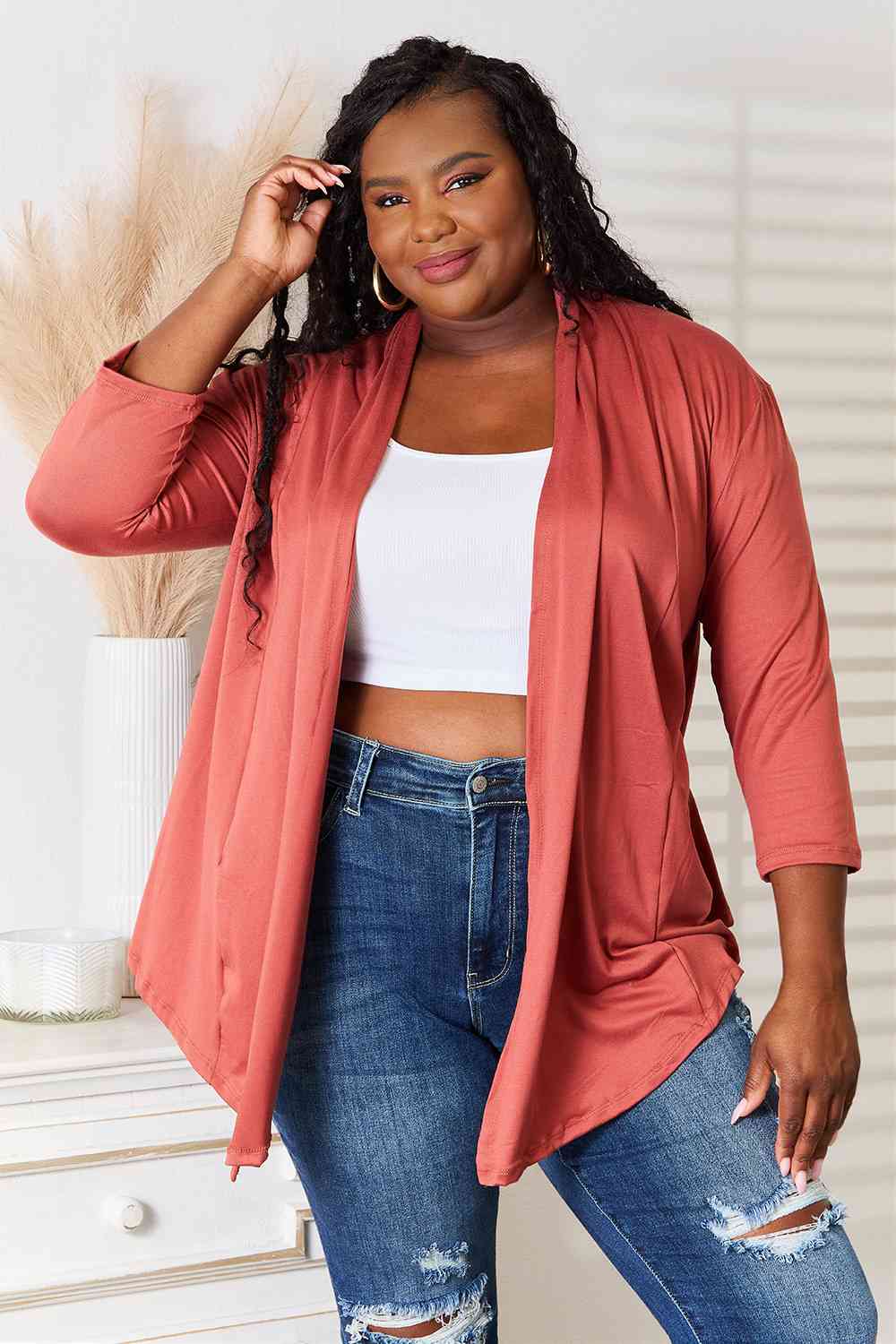 Culture Code Full Size Open Front Cardigan *