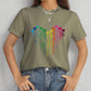 Heart Round Neck Short Sleeve T-Shirt