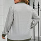 Plus Size Striped Half Snap Long Sleeve Blouse