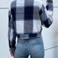 Plaid Button Up Drop Shoulder Cropped Jacket