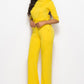 Mock Neck Tie-Waist Half Sleeve Jumpsuit