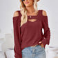 Cutout Square Neck Cold Shoulder T-Shirt
