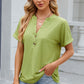 Eyelet Notched Short Sleeve T-Shirt