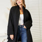 HEYSON Full Size Open Front Black Cardigan with Scarf Design