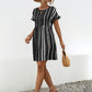 Striped Polka Dot Frill Short Sleeve Mini Dress