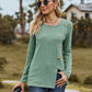 Decorative Button Slit Full Size Long Sleeve T-Shirt