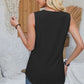 Eyelet Decorative Button V-Neck Tank