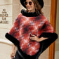 Kenya One Size Faux Fur Trim Poncho