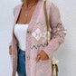 Charming Trends Heathered Pocketed Button Up Cardigan