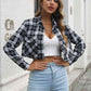 Collared Neck Decorative Pockets Jacket