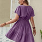 Double Take Plus Size Ruffle Hem V-Neck Short Sleeve Dress