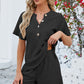 Adryane Jay Notched Button Detail Dropped Shoulder Top and Shorts Set