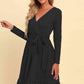 FULL SIZE Long Sleeve Tie Waist Ruffle Hem Dress