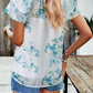 Printed Ruffled Mock Neck Blouse