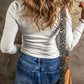Scoop Neck Buttoned Long Sleeve T-Shirt