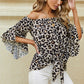 Full Size Printed Off-Shoulder Flounce Sleeve Top