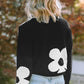 Round Neck Floral Pattern Color Contrast  Design Long Sleeve Sweater