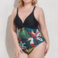 Plus Size Two-Tone Tie Back One-Piece Swimsuit