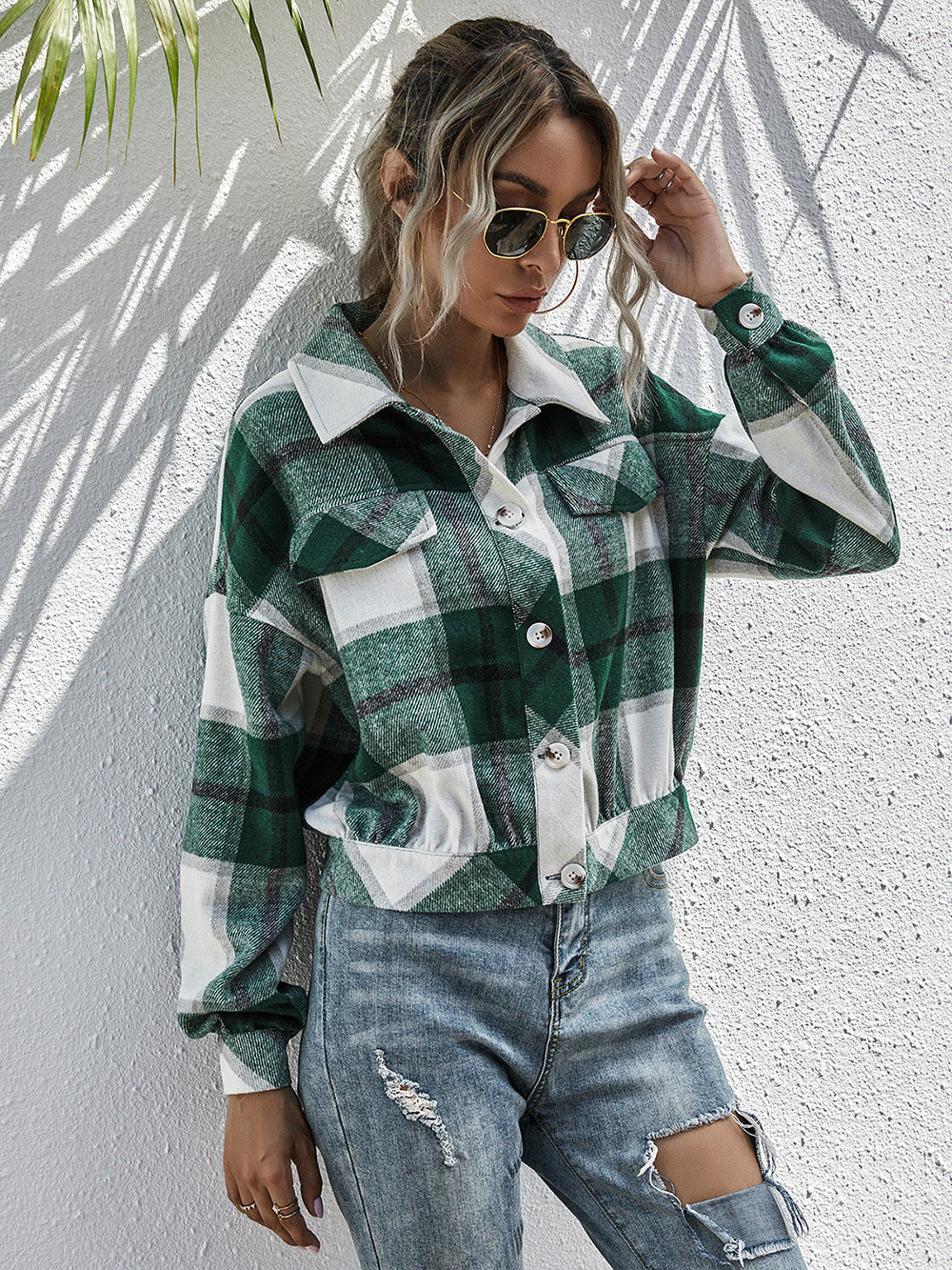 Outer Adventure Plaid Dropped Shoulder Shirt Jacket