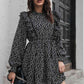 Haven Printed Ruffle Trim Smocked Long Sleeve Mini Dress