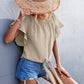 Women's Flutter Sleeve Tie-Front Blouse