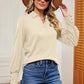 Decorative Button Johnny Collar Lantern Sleeve Blouse