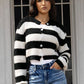 SoComfy Striped Button Up Dropped Shoulder Cardigan